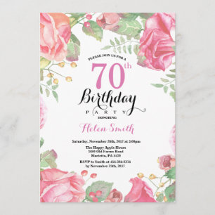 Botanical Floral 70th Birthday Invitation