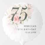 Botanical Floral 75th Birthday Party Balloon<br><div class="desc">Cute and modern, yet elegant 75th birthday party Balloon. Featuring a trendy layout and watercolor floral and greenery eucalyptus and pink blush. Perfect for any age birthday party celebration. This template can be easily edited and the text replaced with your own details by clicking the "Personalize" button. For further customization,...</div>