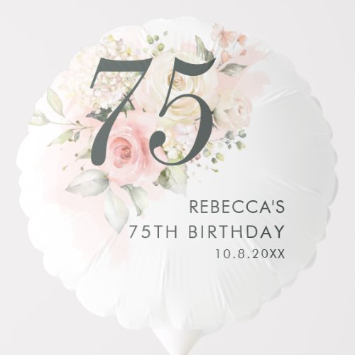Botanical Floral 75th Birthday Party Balloon