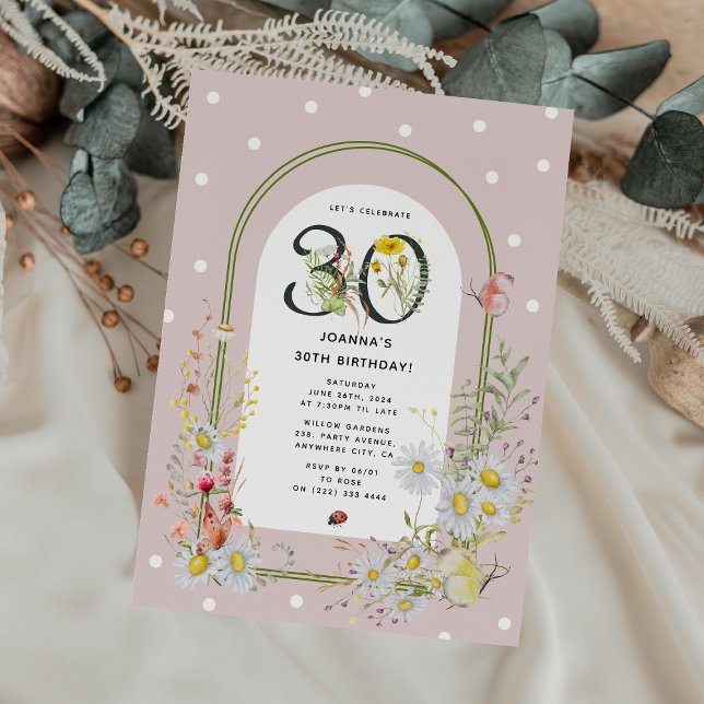 Botanical Floral Arch 30th Birthday Party Invitation (Creator Uploaded)