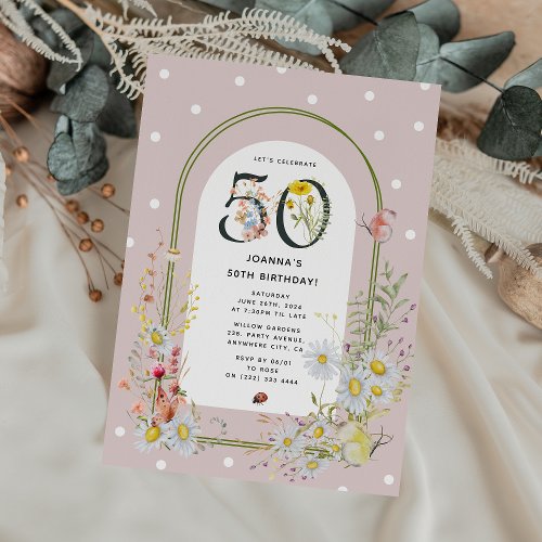 Botanical Floral Arch 50th Birthday Party Invitation
