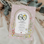 Botanical Floral Arch 60th Birthday Party Invitation<br><div class="desc">Cutsie botanical 30th Birthday Party Invitation. Design features a dusty pink background decorated in white polka dots,  a framed arch adorned with watercolor spring/summer florals and pretty wildlife creatures. The editable template is easy to customize with your own event details.</div>