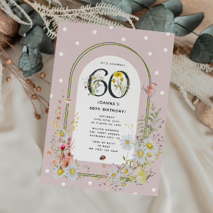 Botanical Floral Arch 60th Birthday Party Invitation