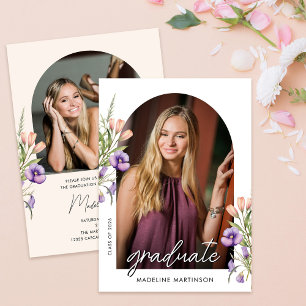 Botanical Floral Arch Photo Graduation Party Invitation