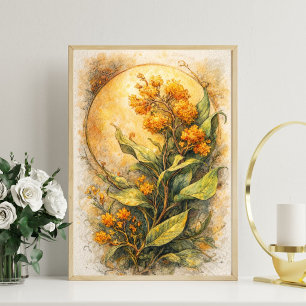 Botanical floral art vintage flower illustration poster