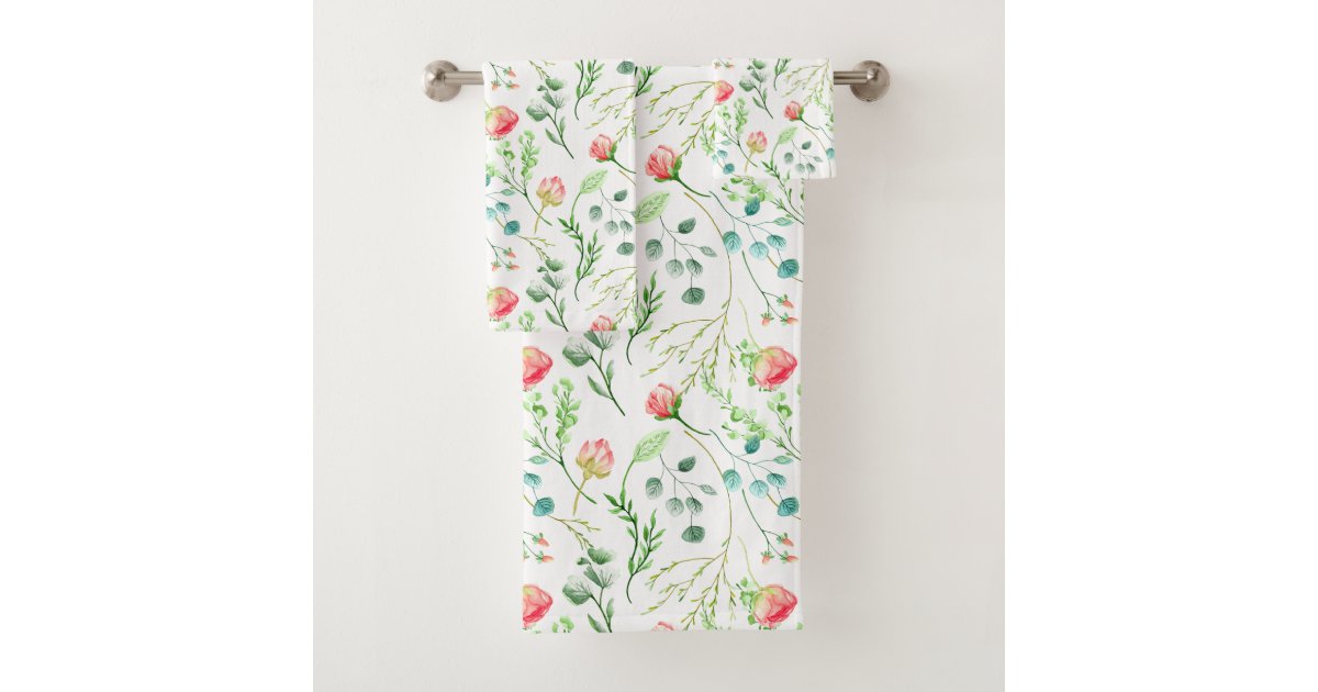 Botanical Floral Bath Towel Set Zazzle