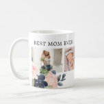 Botanical Floral Best Mom Ever Photo Collage Coffee Mug<br><div class="desc">Perfect gift for Mother's Day for your special mom. The design features a photo collage and blush pink and navy blue botanical watercolor florals.</div>