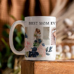 Botanical Floral Best Mom Ever Photo Collage Coffee Mug<br><div class="desc">Presenting a custom-crafted Mother's Day mug. This isn't just another piece of crockery, but a token of your undying love and affection. Designed uniquely with your caring mom in mind, this mug comes with the beautiful blush and navy florals, accentuating its elegance. But what truly sets this mug apart are...</div>