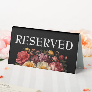 Botanical Floral Black Moody Luxury Reserved Sign