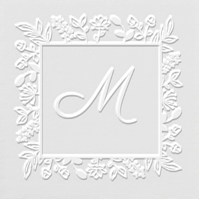 Botanical Floral Border Monogram Wedding Embosser. Embosser (Design)