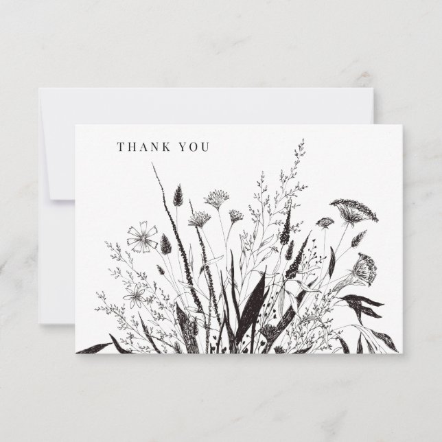 Botanical Floral Bouquet Thank You Notes (Front)
