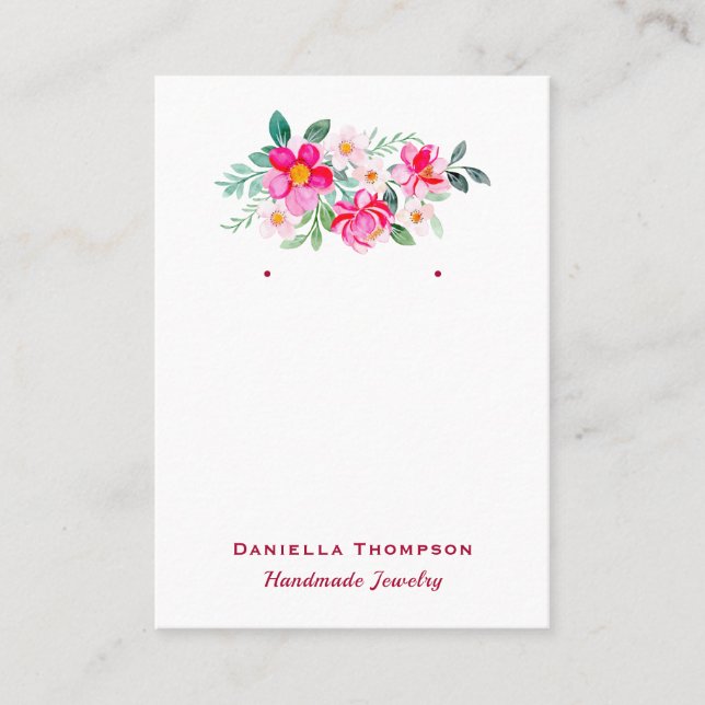 Botanical Floral Boutique Jewelry Earring Display Business Card (Front)