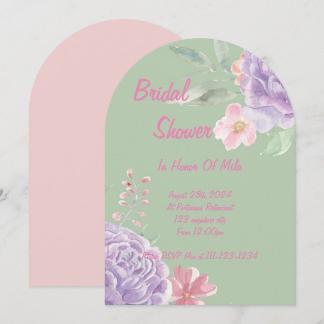 botanical floral bridal shower invitation (Front/Back)