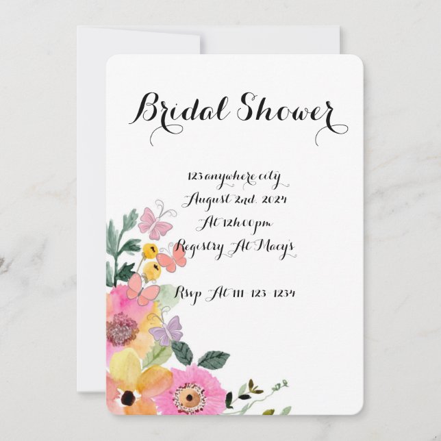 Botanical floral bridal shower invitation (Front)