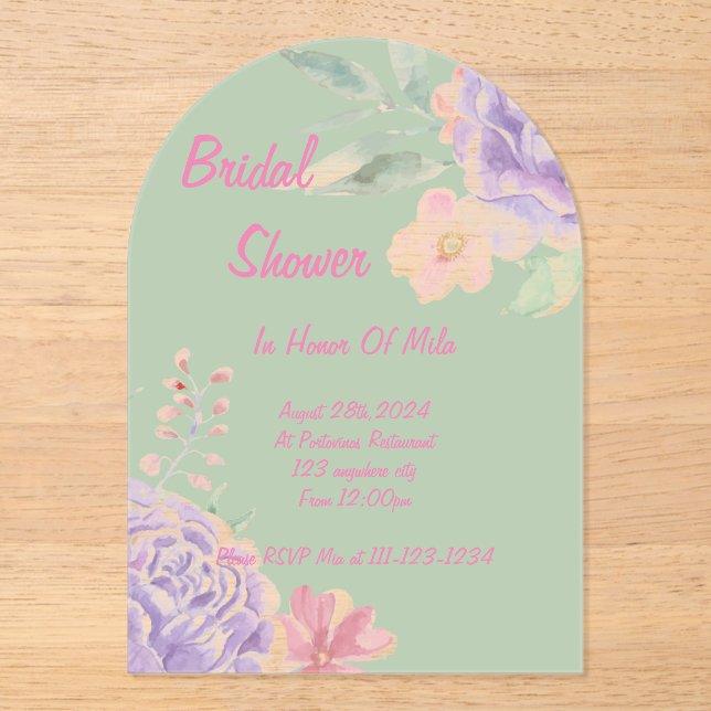 botanical floral bridal shower invitation (Front)