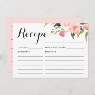 Botanical Floral Bridal Shower Recipe Card