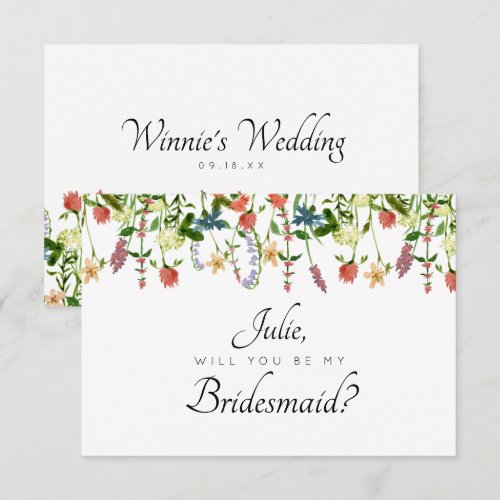 Botanical Floral Bridesmaid Card