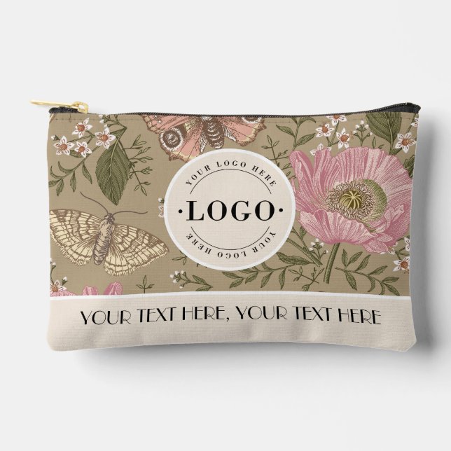 Botanical Floral Business Logo Company Corporate Accessory Pouch (Front)