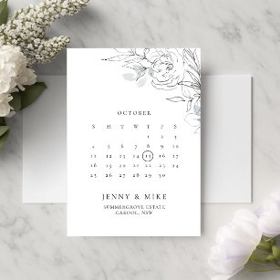 Botanical Floral Calendar Save the Date Invitation