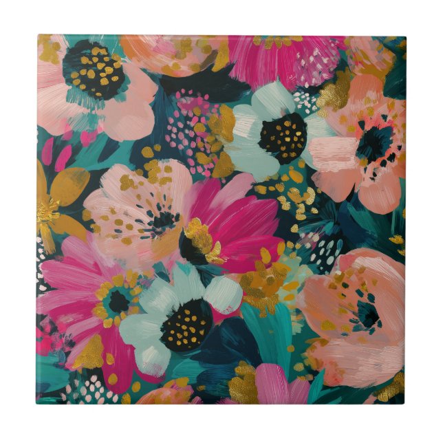 Botanical Floral  Ceramic Tile (Front)