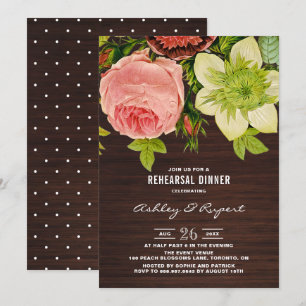 Botanical Floral Chalkboard Rehearsal Dinner Invitation