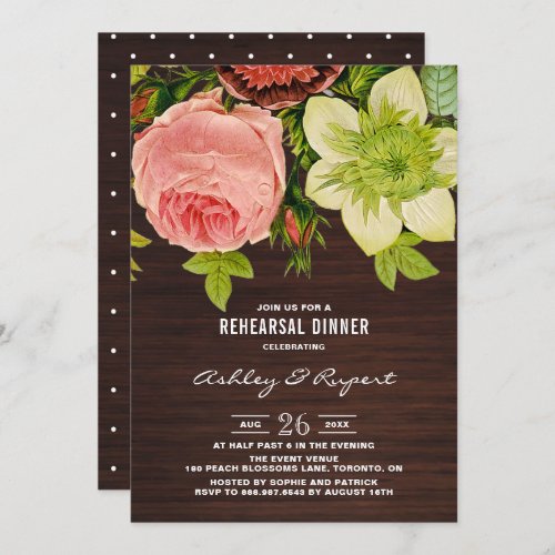 Botanical Floral Chalkboard Rehearsal Dinner Invitation