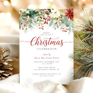 Botanical Floral Christmas Party Invitation