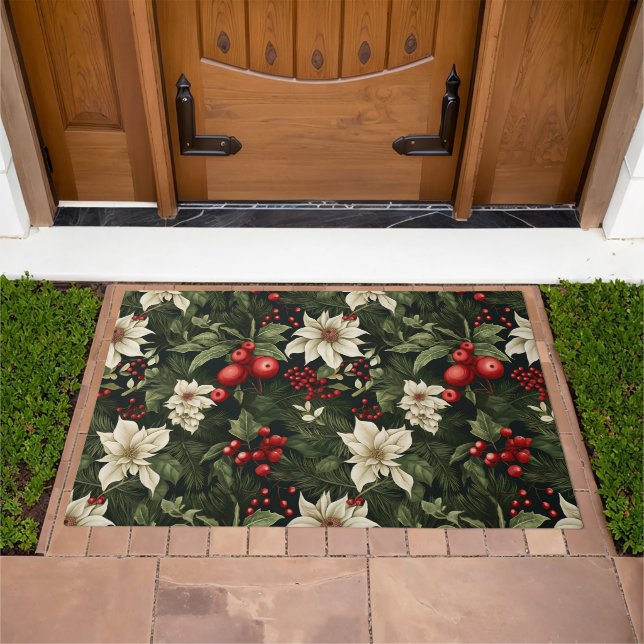 Botanical Floral Christmas Pattern Doormat (Outdoor)