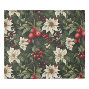 Botanical Floral Christmas Pattern Duvet Cover
