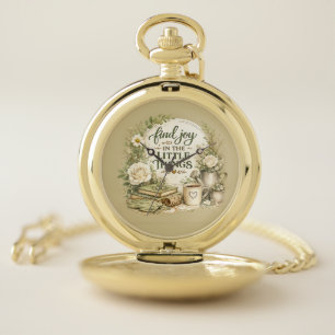 Botanical Floral Cottagecore Inspirational Design Pocket Watch
