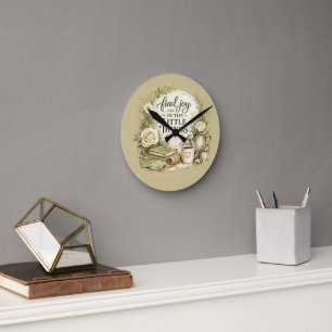 Botanical Floral Cottagecore Inspirational Design Round Clock