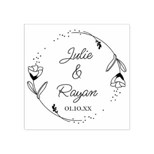 Botanical floral crown, First names Rubber Stamp