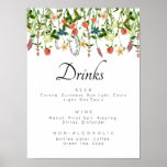 Botanical Floral Drink Menu Poster<br><div class="desc">Botanical Floral Drink Menu Poster. designed with hand-painted wildflowers with watercolor type stylizing. This is a boho-style design for spring, summer, and outdoor weddings. Customize this design with your ceremony information and on the back, wedding party info and customized thank you. The background color is set to white, however, you...</div>