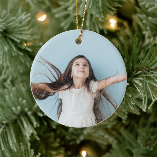 Botanical Floral Elegance Christmas Photo Ceramic Ornament (Tree)