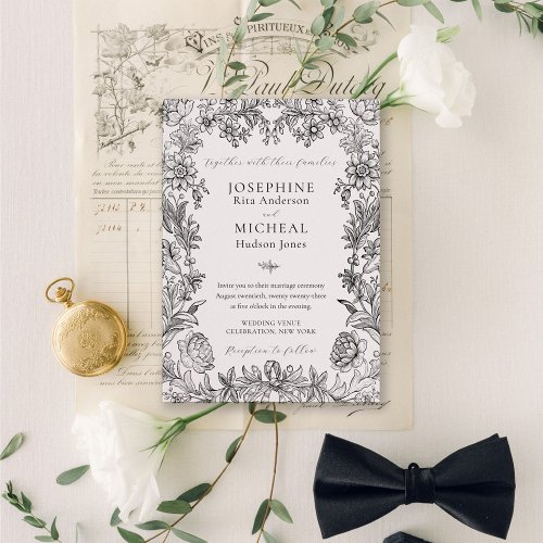 Botanical Floral Elegant Formal Wedding Invitation