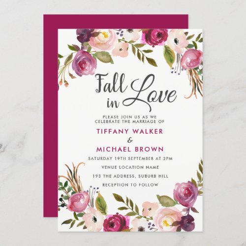 Botanical Floral Fall In Love All Seasons Wedding Invitation