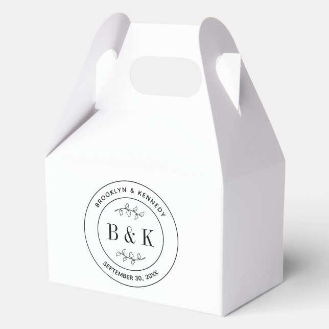 Botanical Floral Fun Monogram Wedding Couple Name Favor Boxes (Front)