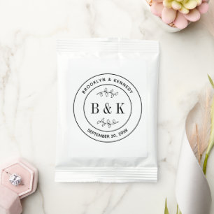 Botanical Floral Fun Monogram Wedding Couple Name Hot Chocolate Drink Mix