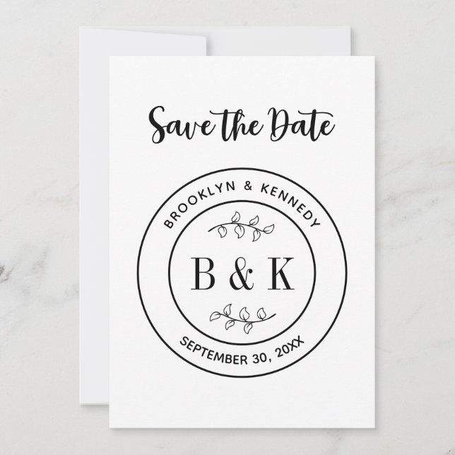 Botanical Floral Fun Monogram Wedding Couple Name Save The Date (Front)