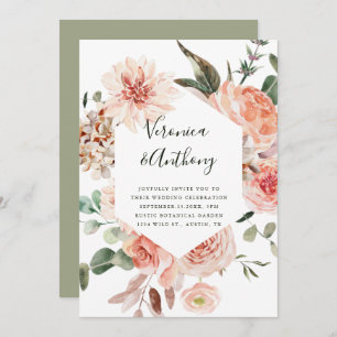Botanical Floral Garden Elegant Hexagon Wedding Invitation