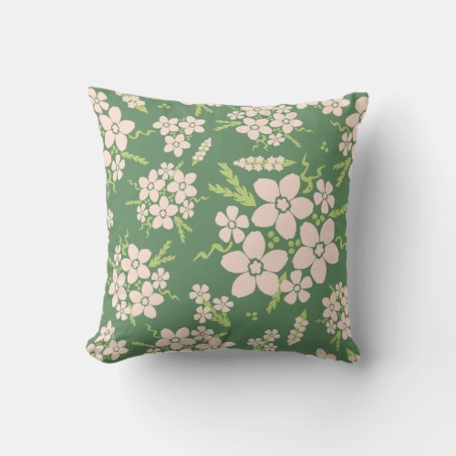 Botanical Floral Green Throw Pillow
