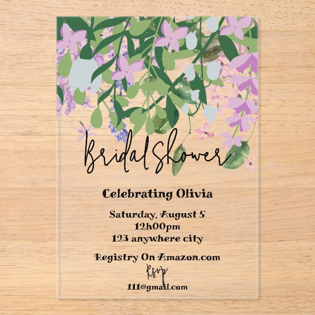 botanical floral greenery bridal shower invitation (Front)