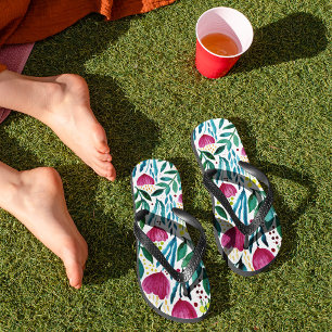 Botanical floral illustration  flip flops