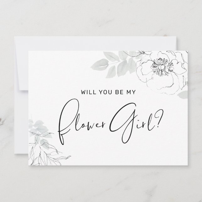 Botanical Floral Illustration Flower Girl Card (Front)