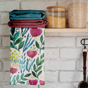 Botanical floral illustration kitchen towel