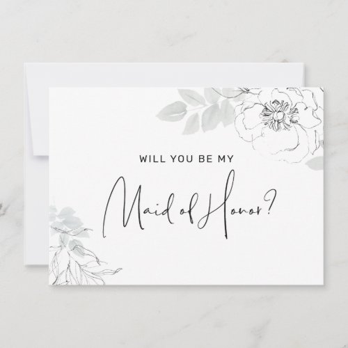 Botanical Floral Illustration Maid of Honor Card