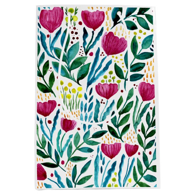 Botanical floral illustration  medium gift bag (Front)