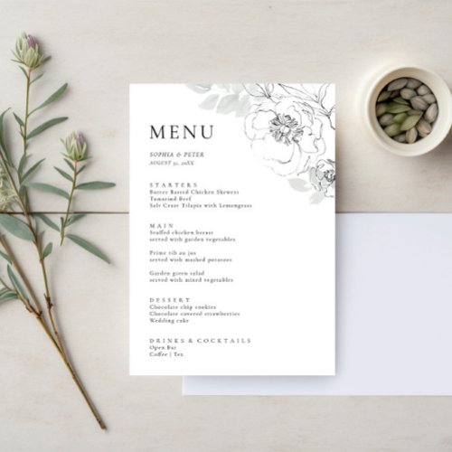 Botanical Floral Illustration Menu Card