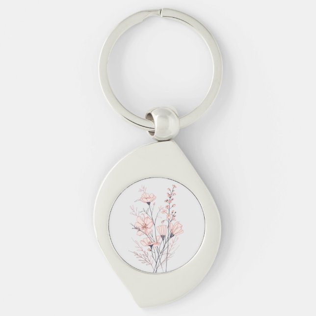 Botanical Floral Illustration | Minimal Nature Aes Keychain (Front)