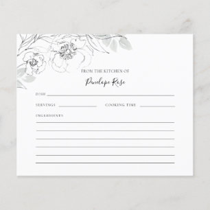 Botanical Floral Illustration Name Recipe Card